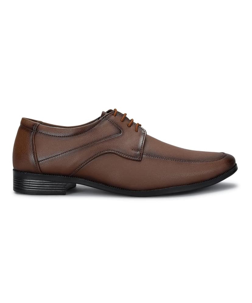 Paragon Men's Tan Formal Shoes with Laces| Durable & Sturdy for Outdoor Wear view 2