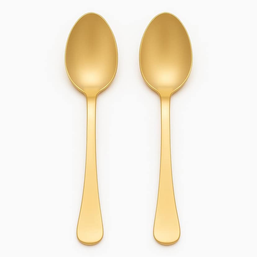 Golden Color Spoon (Pack of 2) - 14.2 cm Long - Stainless Steel with Gold Finish | Luxury Tea & Coffee Spoons Set - Dessert Spoon - Soup Spoons - Modern Design Serving Tableware view 2