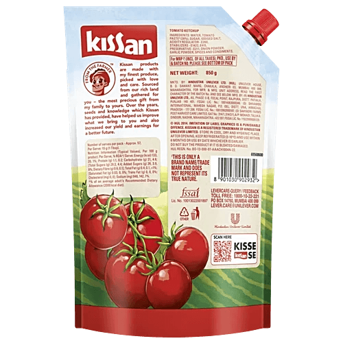 Kissan Fresh Tomato Ketchup - Tangy, 850 G Pouch view 2