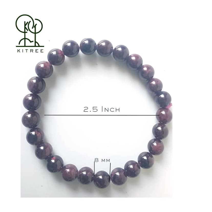 KITREE NATURAL GARNET CRYSTAL REIKI HEALING FENG -SHUI BRACELET 8MM ROUND FOR MENS AND WOMEN (COLOR RED) view 2