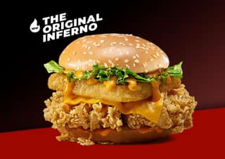 Cheesy inferno chicken burger
