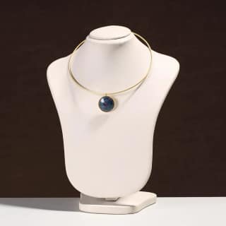 Blue Brass Hasli Necklace with Meenakari Pendant