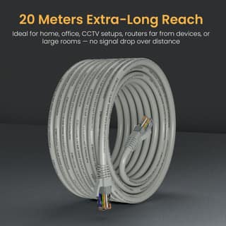 Portronics NetX20 CAT-6 Ethernet Cable 20M, RJ45 to RJ45 LAN Cable