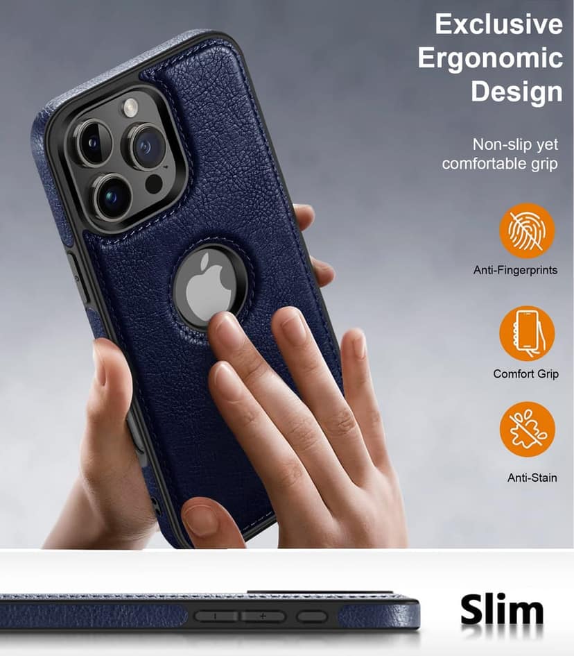 LIRAMARK PU Leather Flexible Back Cover Case Designed for iPhone 16 Pro Max view 2