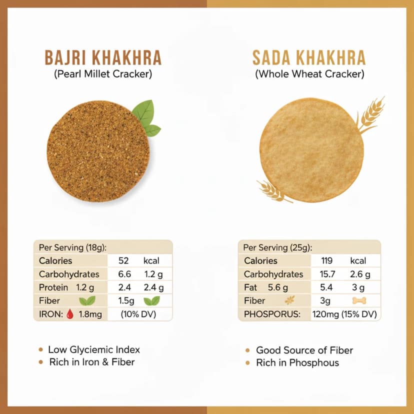 Raiyoli Khakhra Combo – Bajari Khakhra & Sada Khakhra | 250g Each (14 Pcs Each) | No Preservatives | Ready to Eat | Healthy Breakfast & Snack Pack view 2