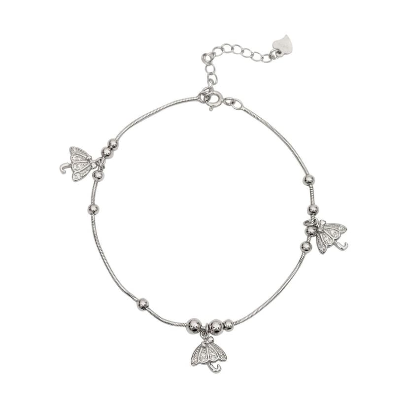 925 Sterling Silver Adjustable Bracelet with Umbrella Charms for Women & Girls I Weight - 4.78 g