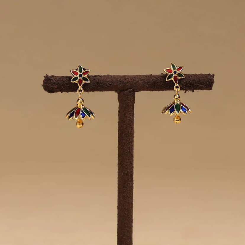 Multicolor - Handcrafted Paka Meenakari Earrings 124