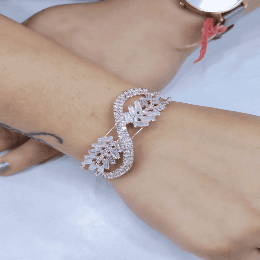 Excellent Rose Gold Necklace for Women And Girls (2) & Rose Gold daimond brecelet (COMBO PACK OF 2 PIC) view 2