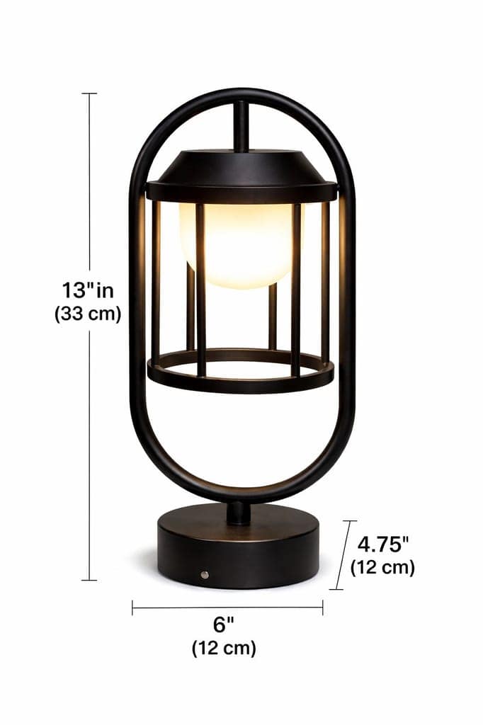 SPARKWORLD Modern Outdoor Garden Lantern Light | Warm White Decorative Metal Lamp for Lawn, Pathway & Balcony | Colour: LX888/12W|GL|BK view 2