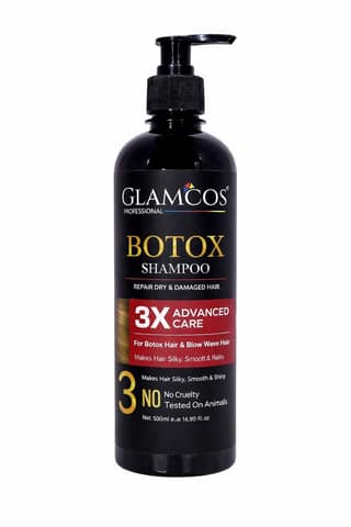 Glamcos Professional Botox Shampoo 500 ml – 3X Advanced Care, Sea Butter & Vitamin B5, Sulfate - Free Repair Shampoo for Dry & Damaged Hair
