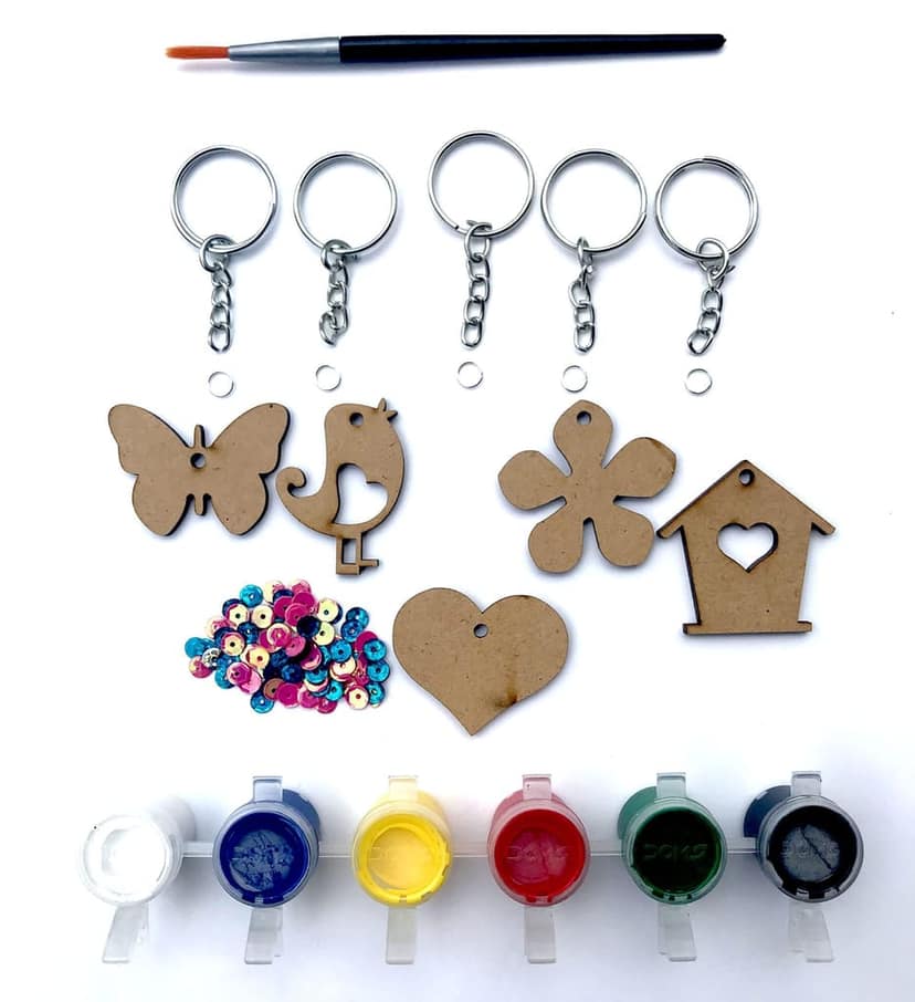 The Brown Box Key Chain Making Kit for kids,Pack of 2,Arts and Crafts for Kids Ages 4-6, 6-8, 8-12,Gifts for Boys and Girls, DIY Activity Kit, MDF cutouts, Key Chain Making Kit,Christmas gift for kids view 2
