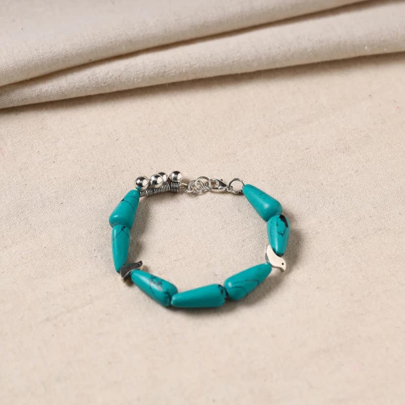 Green - Handmade German Silver Beaded Bracelet 03 view 2