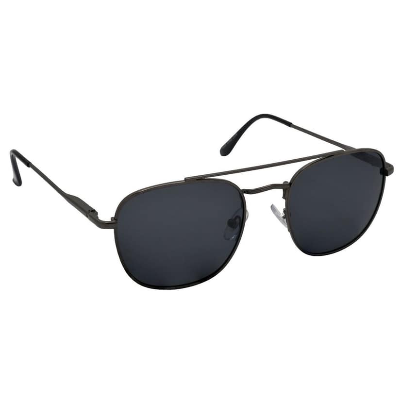 Stylish Round Full-Frame Metal Polarized Sunglasses for Men and Women | Black Lens and Grey Frame | HRS-KC1020-GRY-BK-P view 2