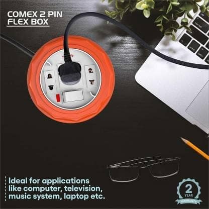 Fybros Comex 2 Pin Extension Board Flex Box 10 Meter Power Cable (Multicolor) 3 Socket Extension Boards (White, Red, 10 m) view 2