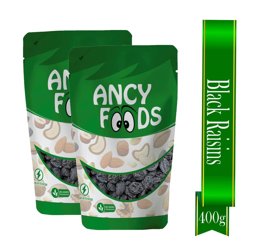 Ancy Kali Kishmish 400 Grams (200gm X 2) - Black Raisins | Kali Darakh / Drakash | Boost Immunity & Vitality | Black Kismish with Sweet Fruity Taste and Soft Chewy Texture | Rich in Potassium
