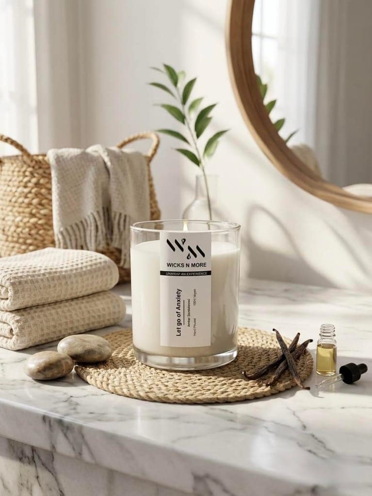 Wicks N More | Scented Candle | 35 Hours Burn Time | 180ml | Natural Earthy Fragrance | Handmade Eco-Friendly Candle for Meditation, Relaxation & Gifting view 2