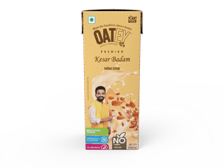 OATEY Kesar Badam Millet Drink - Non-dairy, Vegan, Nut/Soy free, No-added sugar, 200ml (Pack Of 8)