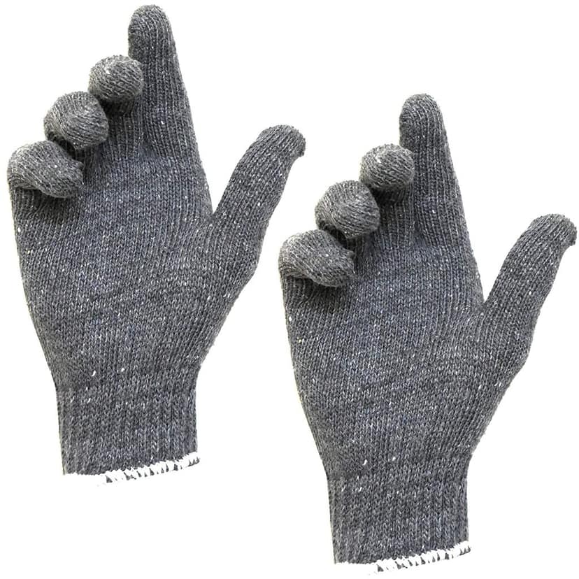 Solance Unisex Reusable Washable Knitted Cotton Safety Hand Gloves Free Size (Pack of 12) Grey view 2