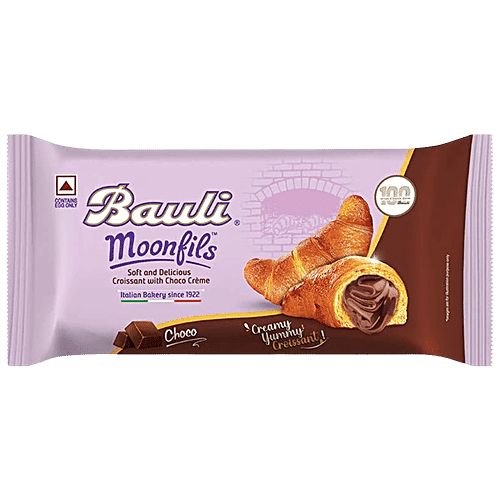 Bauli Moonfils - Choco Cream, Vegetarian, Centre Filled Puff Rolls, Italian Recipe, Soft & Delicious, 50 g