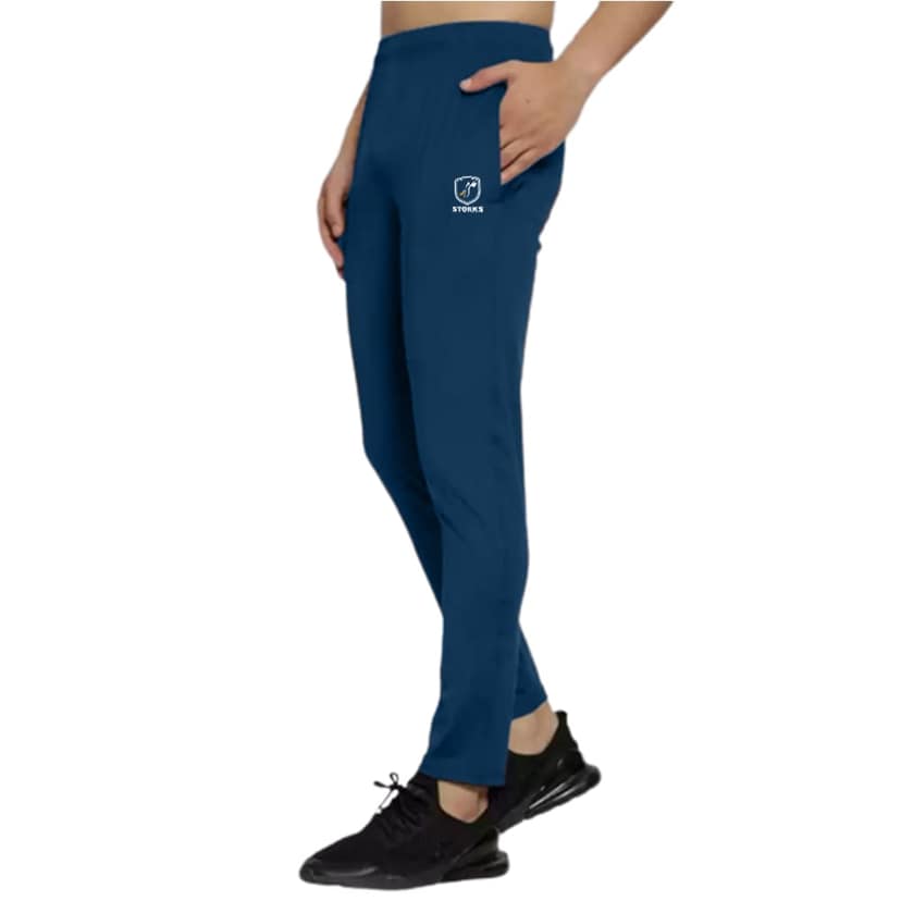 Men's Airforce Blue Solid Polyester Dobby Fourway Lower 1 set view 2