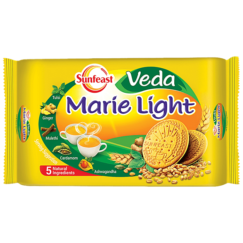 Sunfeast Veda Marie Light Biscuits - With 5 Natural Ingredients, Tea Time Partner, 250 g view 2