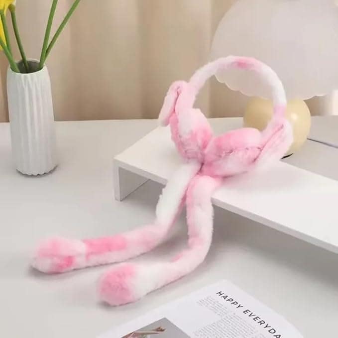 SmartcUp Kids Rainbow Plush Bunny Ear Moving Winter Earmuffs | Soft & Warm Ear Muffs view 2