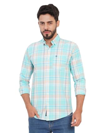 Men's Checkered Slim Fit Cotton Casual Shirt