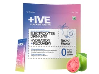 Curiously +IVE Electrolytes Drink Mix - Guava Flavour Pack - 80gm (4g x 20 Sachet)| Zero Sugar, Zero Carbs, Zero Calories, Hydration + Recovery Supplement