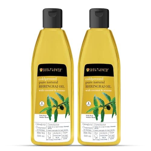 Soulflower Cold-Pressed Bhringraj Oil | Natural Hair Growth, Strengthening & Nourishing Roots | Anti-Dandruff, Cooling Scalp Relief | Coconut & Sesame Oil Blend | Pure & Organic 225ml x 2 view 2