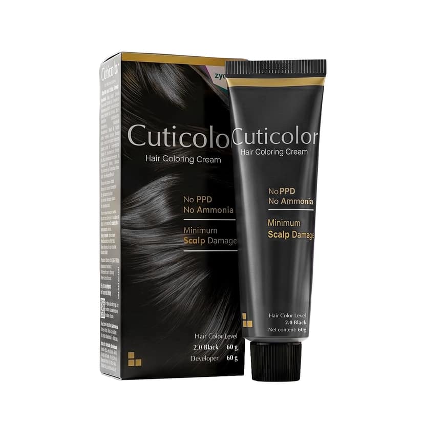 Cuticolor Permanent Hair Color Cream|Dr prescribed|Suitable for Sensitive Skin|Eco Mechanism for Preserving Scalp Health|No Ammonia|No PPD|Enriched with Portulaca & Boseivela Extracts(Black,Pack of 1) Cuticolor Permanent Hair Color Cream|Dr prescribed|Su