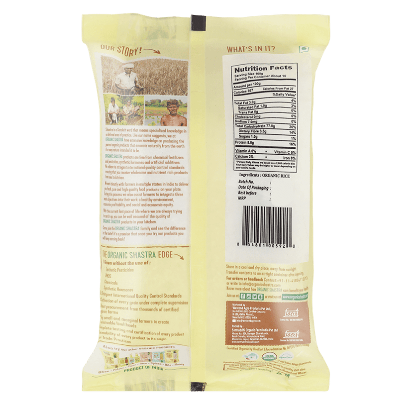 Organic Shastra White Sona Masuri Rice Sona Masuri/Masoori Organic and Healthy Rice, Perfectly Fit for Everyday Consumption- 5 KG view 2