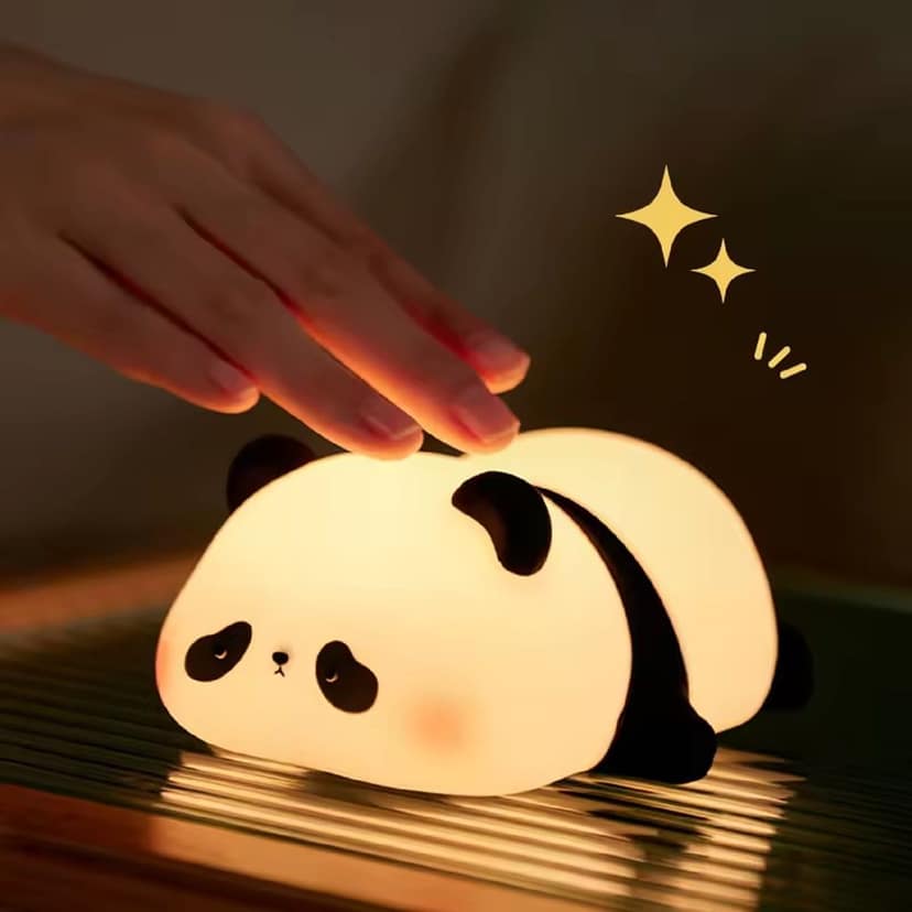 KTRS ENTERPRISE Panda Night Light, LED Squishy Novelty Animal Night Lamp, Food Grade Silicone 3 Level Dimmable Breastfeeding Nursery Nightlight for Room Decor