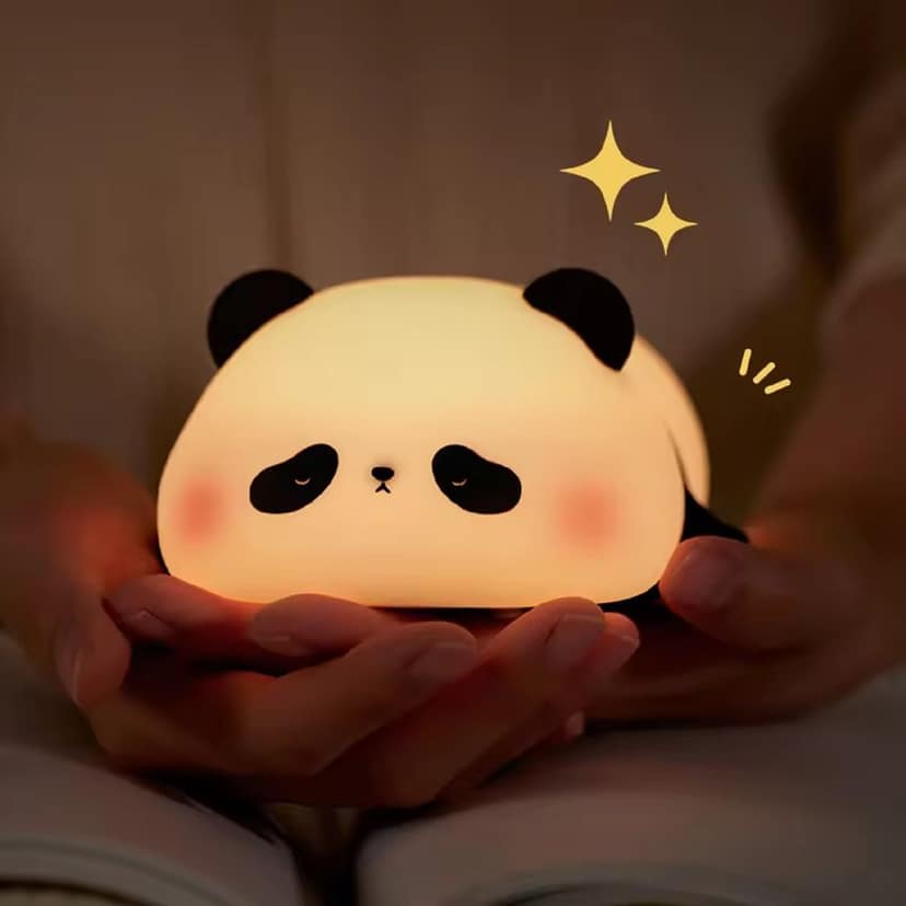 KTRS ENTERPRISE Panda Night Light, LED Squishy Novelty Animal Night Lamp, Food Grade Silicone 3 Level Dimmable Breastfeeding Nursery Nightlight for Room Decor view 2