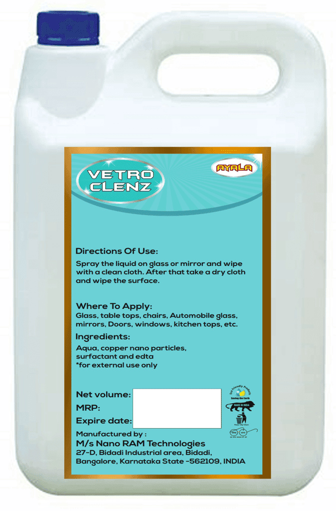 Glass Cleaner (Vetro Clenz- 5L) | Suitable for All types of Glass and mirror Surfaces | Kills 99.9% Germs| Alcohol Free| Water based| No harsh chemicals view 2