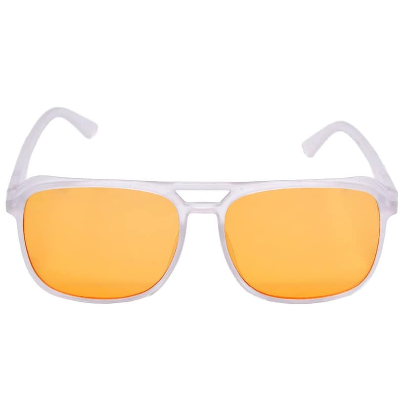 Hrinkar Orange Retro Square Cooling Glass White Frame Best Sunglasses for Men & Women - HRS543-ORNG view 2