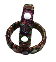 oxidized metal bangles with mirror work in multi-color view 2