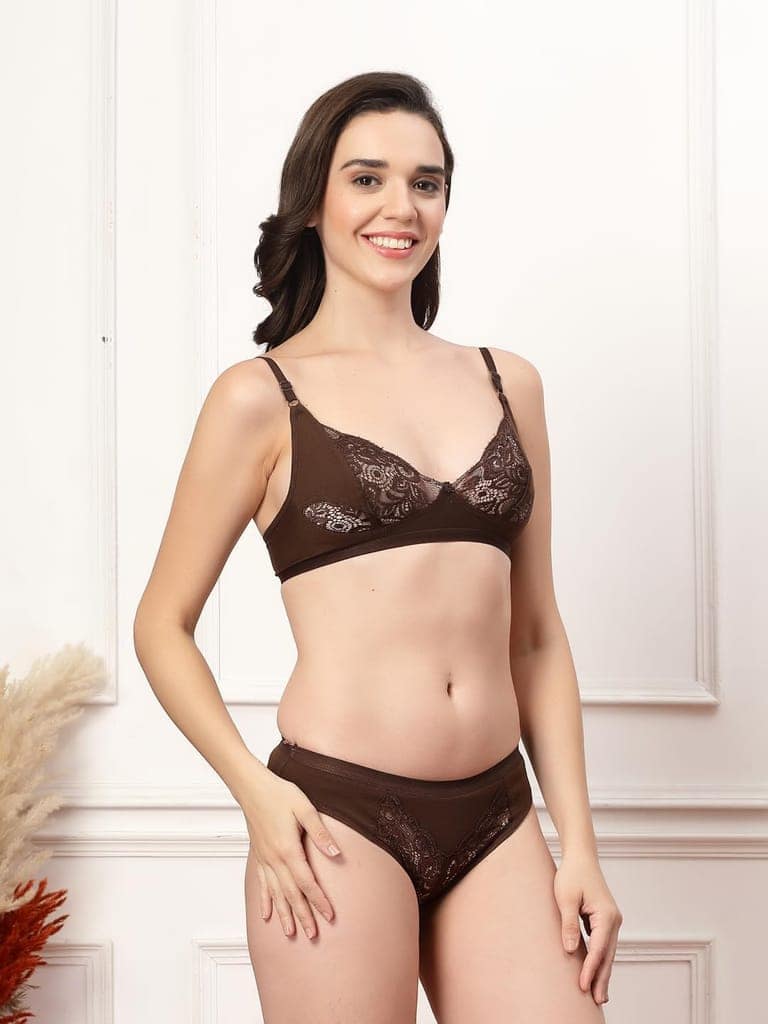 ADORNSTAR Branded Women's Comfort Non-Padded Bra Panty Lingerie Set for Women | Non Padded | Designer Honeymoon Hot Sexy Wedding Set view 2