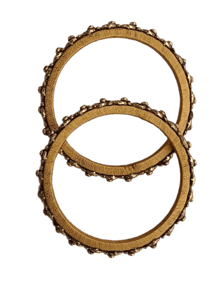 "Exquisite Golden Bangle Set with Intricate Stone Detailing - Perfect for Traditional Occasions"