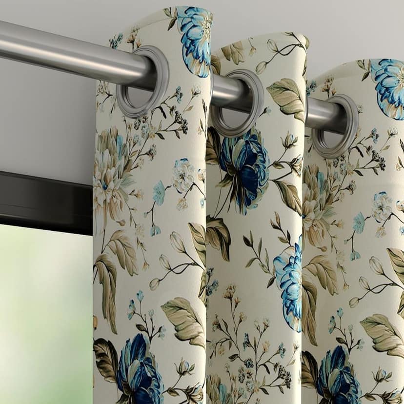 DDECOR - 100% PolyesterFloral PatternWindow 5 Ft|135 CM X 160 CM| - Blue view 2