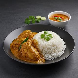 White Rice With Chicken Curry