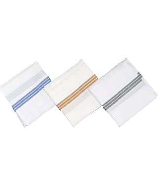 Tahiro White Cotton Coloued Border Handkerchiefs - Pack Of 3