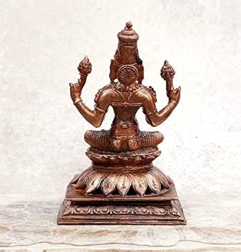 Searchers Paradise - Copper Idols Lakshmi, 4.7 inches, Copper Handmade 680 Grams, Patina Antique Finish, Pack of 1 Piece view 2