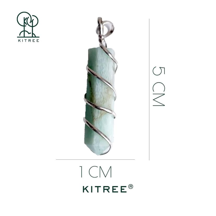 KITREE NATURAL GREEN AVENTURINE CRYSTAL PENCIL PENDENT WITH CHAIN FOR UNISEX 5 CM APPROX. (COLOR LIGHT GREEN) view 2