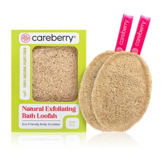 Careberry Eco Friendly Organic Loofah Gentle Exfoliator Sun Dried Luffa, Ideal Daily Body Wash Scrub Pack of 2