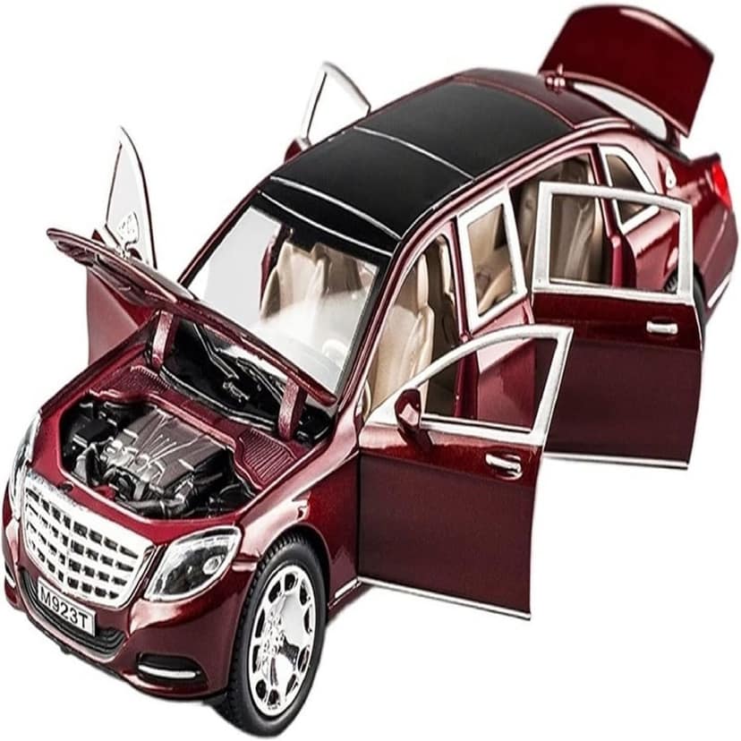 KTRS ENTERPRISE Benz Maybach 1: 24 S600 4 Wheel Drive Metal Car Pull Back with Openable Doors, Engine Cover, Tail with Front and Rear Light Music Great Gift for Boys and Girls Above Toys and Games (Merced Benz S 600)