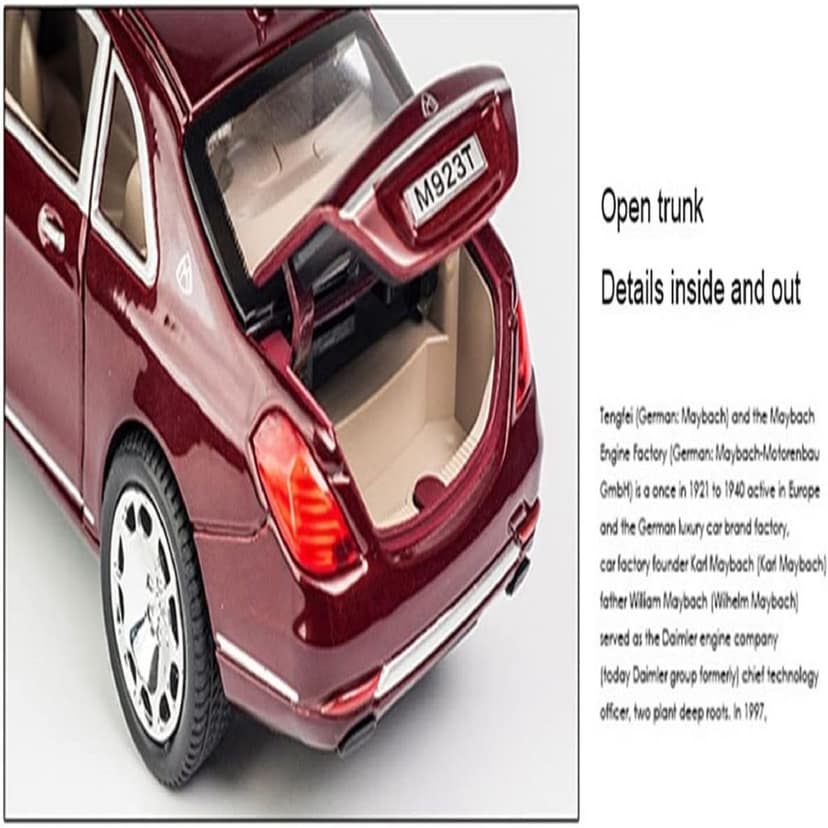 KTRS ENTERPRISE Benz Maybach 1: 24 S600 4 Wheel Drive Metal Car Pull Back with Openable Doors, Engine Cover, Tail with Front and Rear Light Music Great Gift for Boys and Girls Above Toys and Games (Merced Benz S 600) view 2