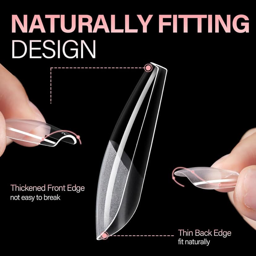 THR3E STROKES Soft Gel NailTips, Full Cover Clear Soft NailTips for Artificial False Nails Extension Nail Salons DIY NailArt with Box, 550PCS (MEDIUM COFFIN P3) THR3E STROKES Soft Gel NailTips, Full Cover Clear Soft NailTips for Artificial False Nails Ex view 2