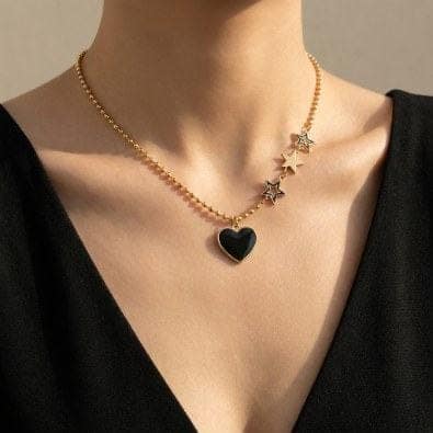 Star & Heart Charm Necklace | Gold-Tone Anti-Tarnish Imitation Jewellery view 2
