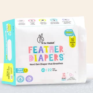 R for Rabbit XS New Born Premium Feather Diaper Pant Style for Baby 0 to 5 kgs (22 Combo Pack Offer) R for Rabbit XS New Born Premium Feather Diaper Pant Style for Baby 0 to 5 kgs (22 Combo Pack Offer) - White / XS Size-22 Pack