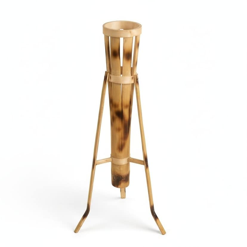 Artisanal Bamboo Tripod Planter Stand view 2